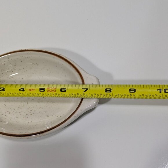 Syracuse Speckled Brown Oval Au Gratin Dish Vintage Ceramic Serving Bakeware - Picture 6 of 6